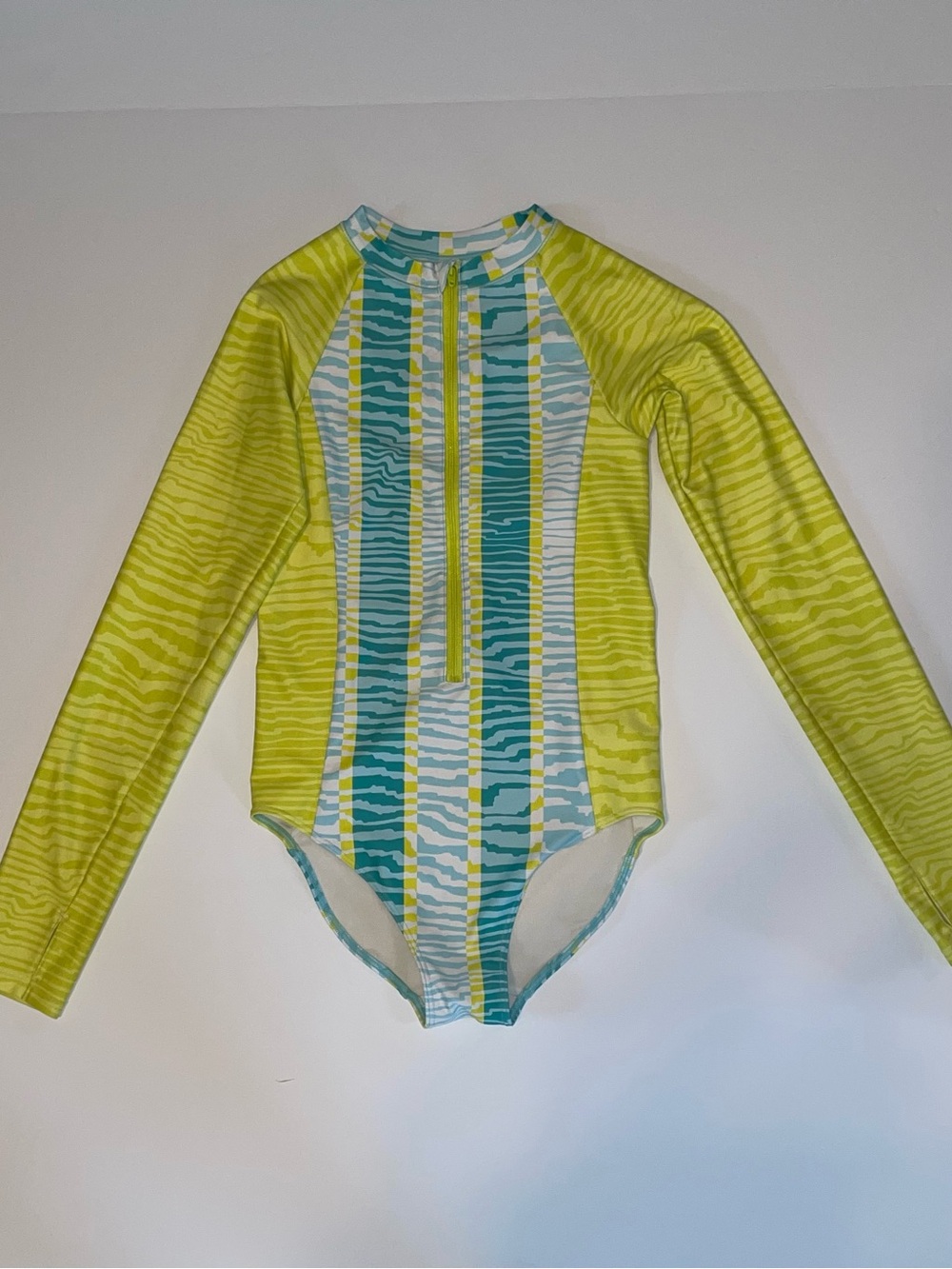 Zella Girl Long Sleeve One Piece Rash Guard Swimsuit Size 12